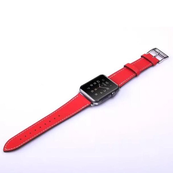 Red Vegan Leather Watchband for Apple Watch - Picture 4 of 7